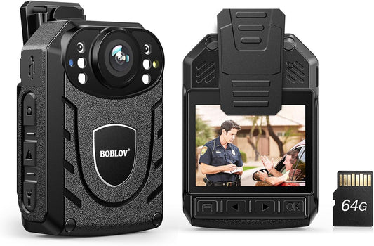 Kj21Body Worn Camera, 1296P Body Worn Camera, Support Memory Expand Max 256G, Outdoor 8-10Hours Recording Police Body Cam Lightweight and Portable, Clear Night Vision (64GB)