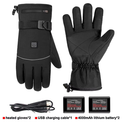 Motorcycle Heated Gloves Winter Warm Heated Gloves Skiing Snowboarding Waterproof Touch Screen Motorcyclist Heated Gloves
