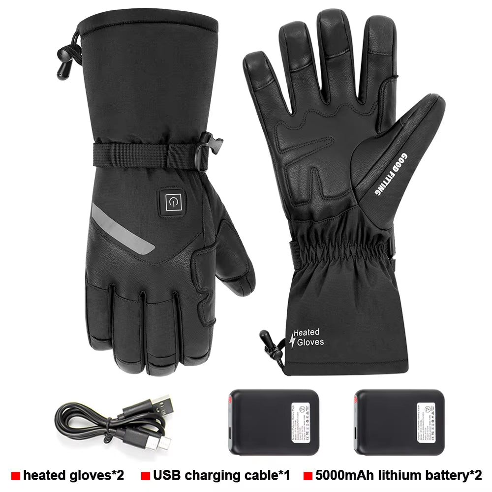 Motorcycle Heated Gloves Winter Warm Heated Gloves Skiing Snowboarding Waterproof Touch Screen Motorcyclist Heated Gloves