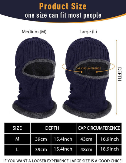 Balaclava Knitted Warmer Windproof Hat Covering Face for Men Women Fleece Outdoor Sports