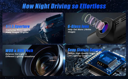 4K+1080P Dash Cam, Front and Rear Dash Camera for Cars 170°Wide Angle Dashboard Cameras, Super Night Vision, G-Sensor, Loop Recording