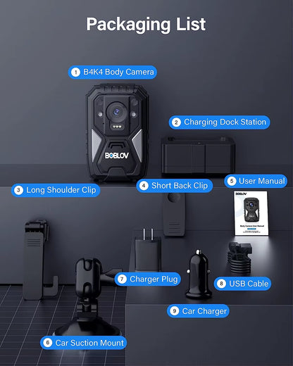 B4K4 Body Worn Camera 4K 128G Video Recorder GPS IP67 Police Security Camera 4000Mah Battery 15Hrs Recording Body Camera