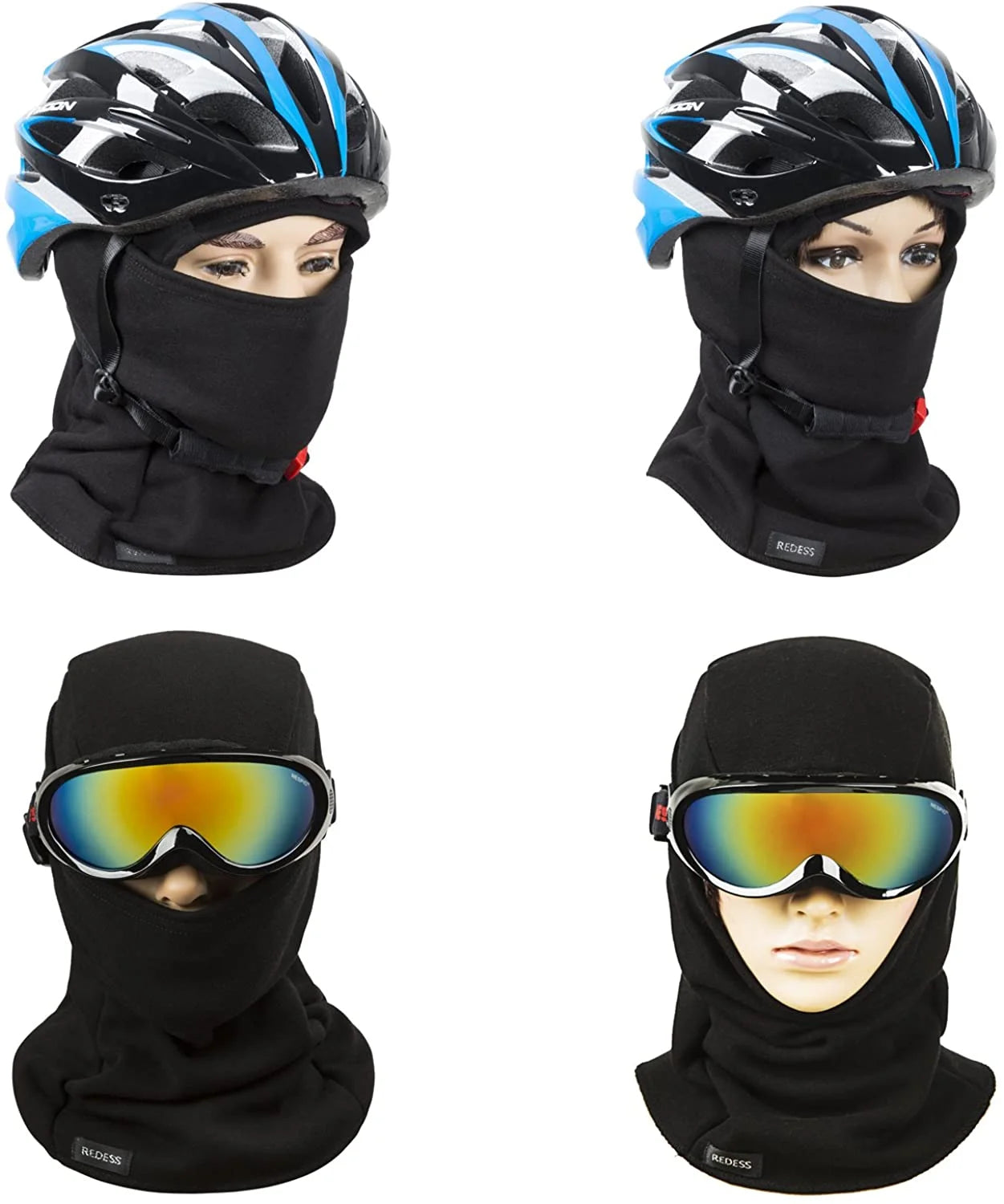 2 Pcs Unisex Warm Fleece Windproof Balaclava for Men and Women, Black and White