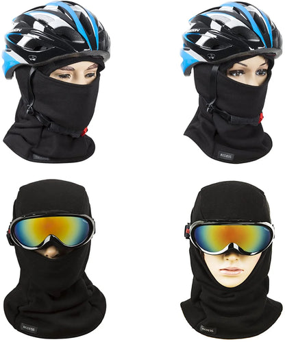 2 Pcs Unisex Warm Fleece Windproof Balaclava for Men and Women, Black and White