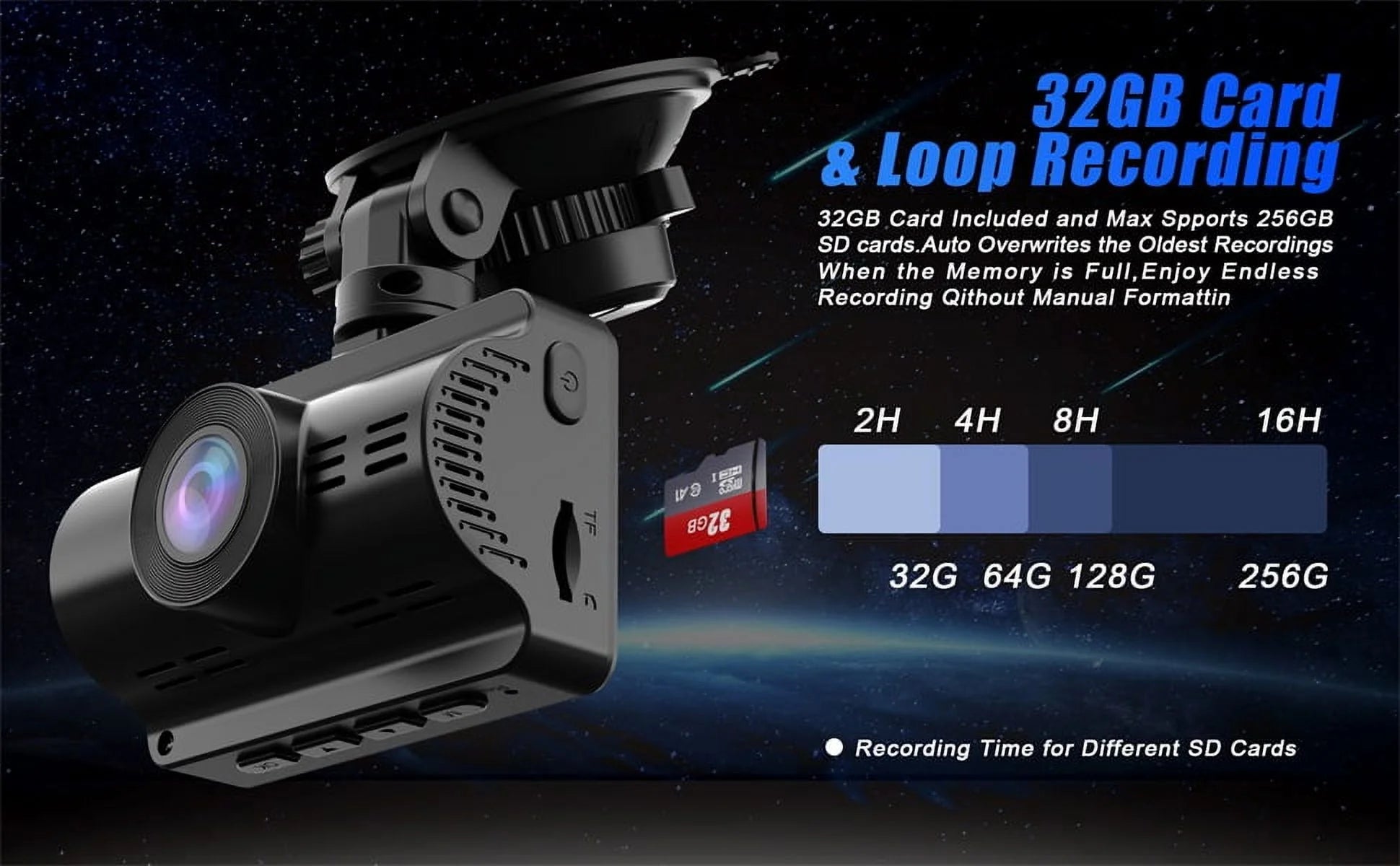 4K+1080P Dash Cam, Front and Rear Dash Camera for Cars 170°Wide Angle Dashboard Cameras, Super Night Vision, G-Sensor, Loop Recording