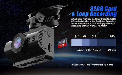 4K+1080P Dash Cam, Front and Rear Dash Camera for Cars 170°Wide Angle Dashboard Cameras, Super Night Vision, G-Sensor, Loop Recording