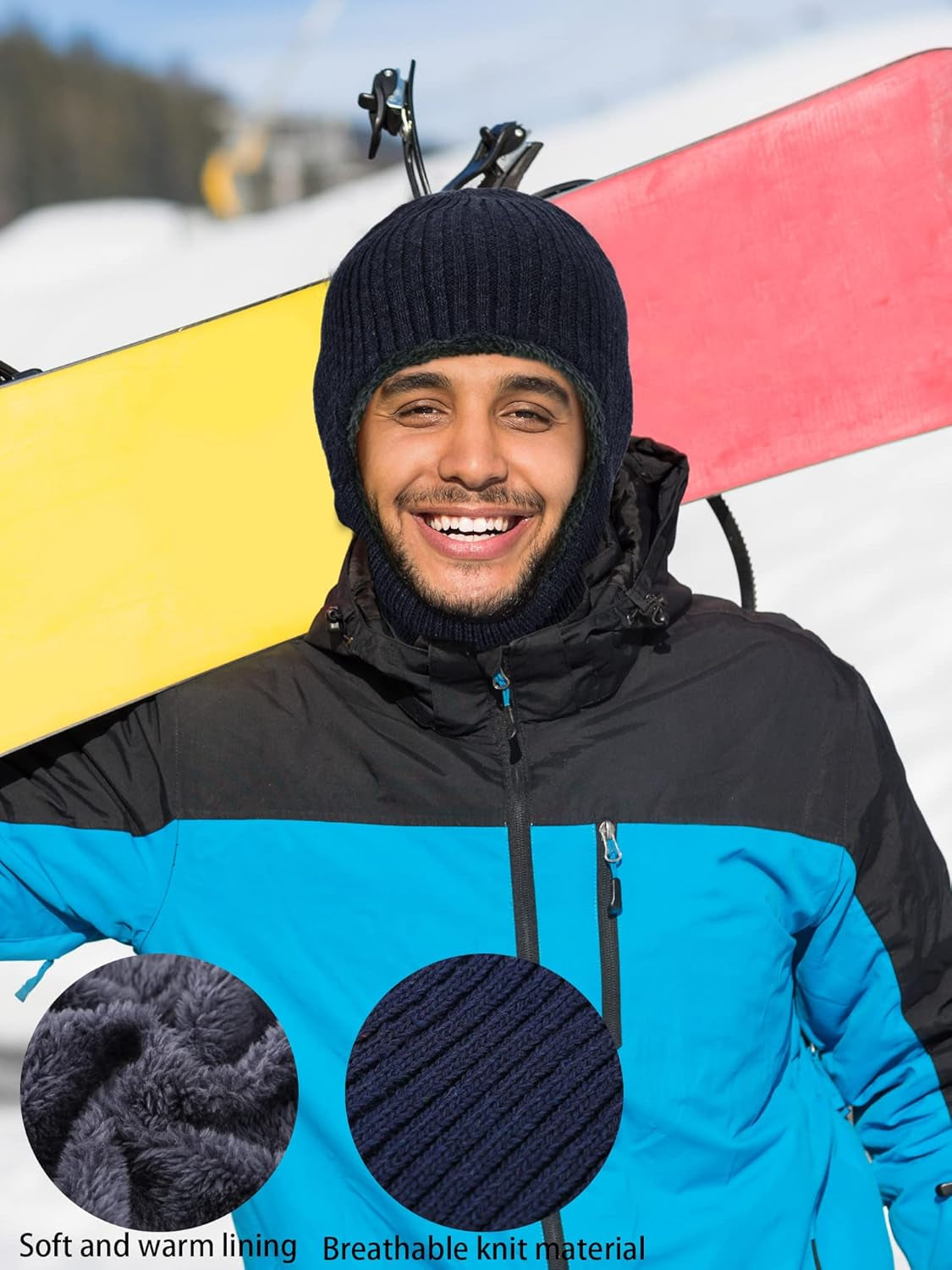 Balaclava Knitted Warmer Windproof Hat Covering Face for Men Women Fleece Outdoor Sports