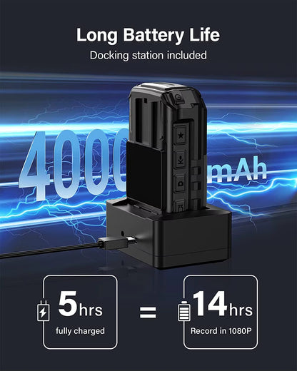 B4K4 Body Worn Camera 4K 128G Video Recorder GPS IP67 Police Security Camera 4000Mah Battery 15Hrs Recording Body Camera