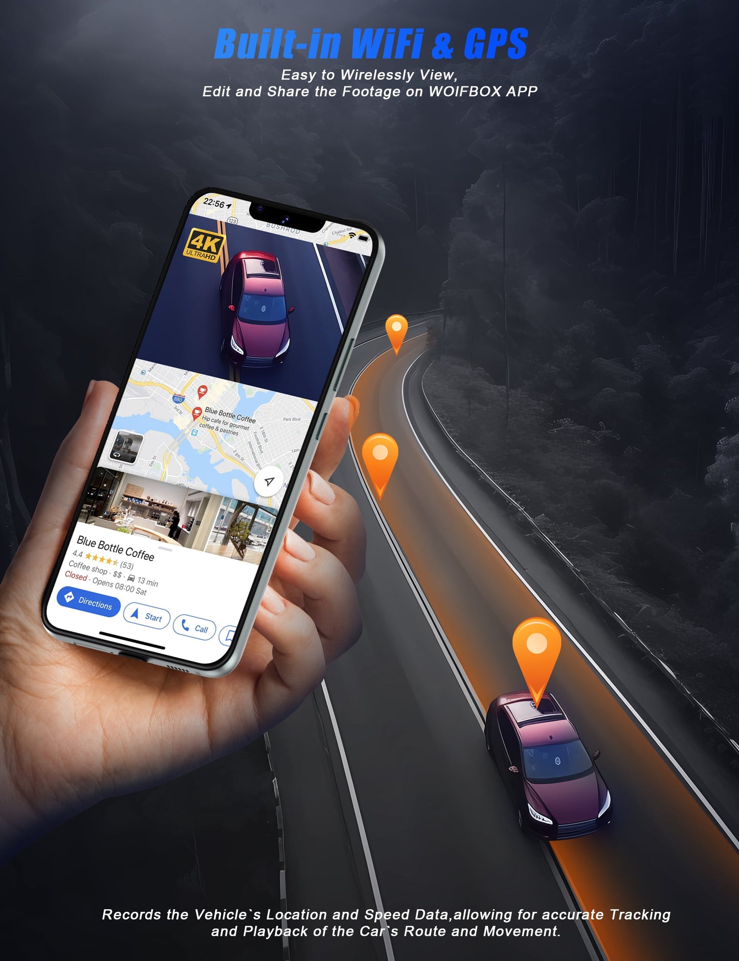 4K+1080P Dash Cam, Front and Rear Dash Camera for Cars 170°Wide Angle Dashboard Cameras, Super Night Vision, G-Sensor, Loop Recording