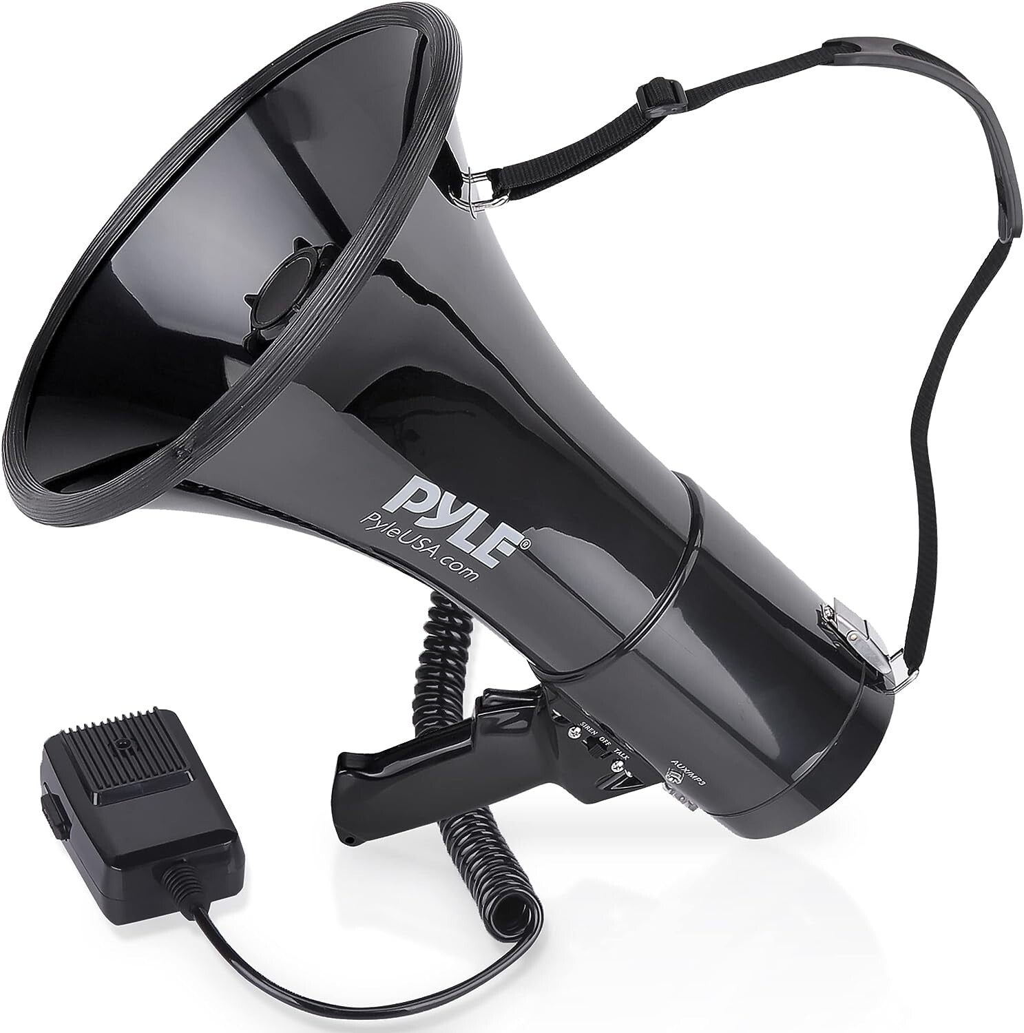Pyle Megaphone Speaker PA Bullhorn Built-In Siren Adjustable Volume 50 Watts