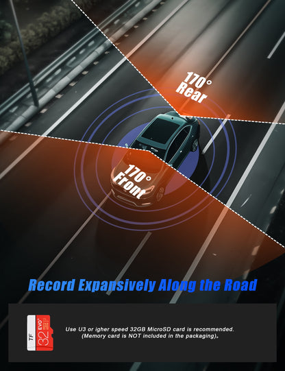 4K+1080P Dash Cam, Front and Rear Dash Camera for Cars 170°Wide Angle Dashboard Cameras, Super Night Vision, G-Sensor, Loop Recording