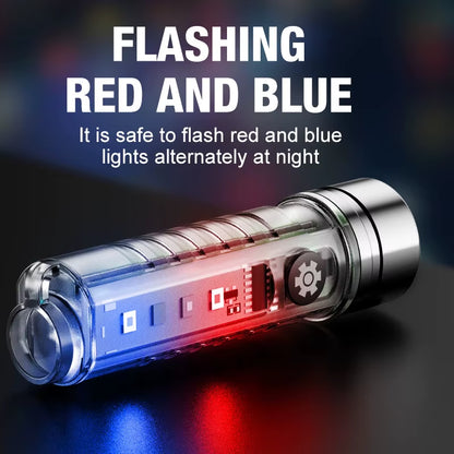 Mini Keychain Flashlight Type C Fast Charging Waterproof Flashlight Multi-Function Warning Camping Flashlight